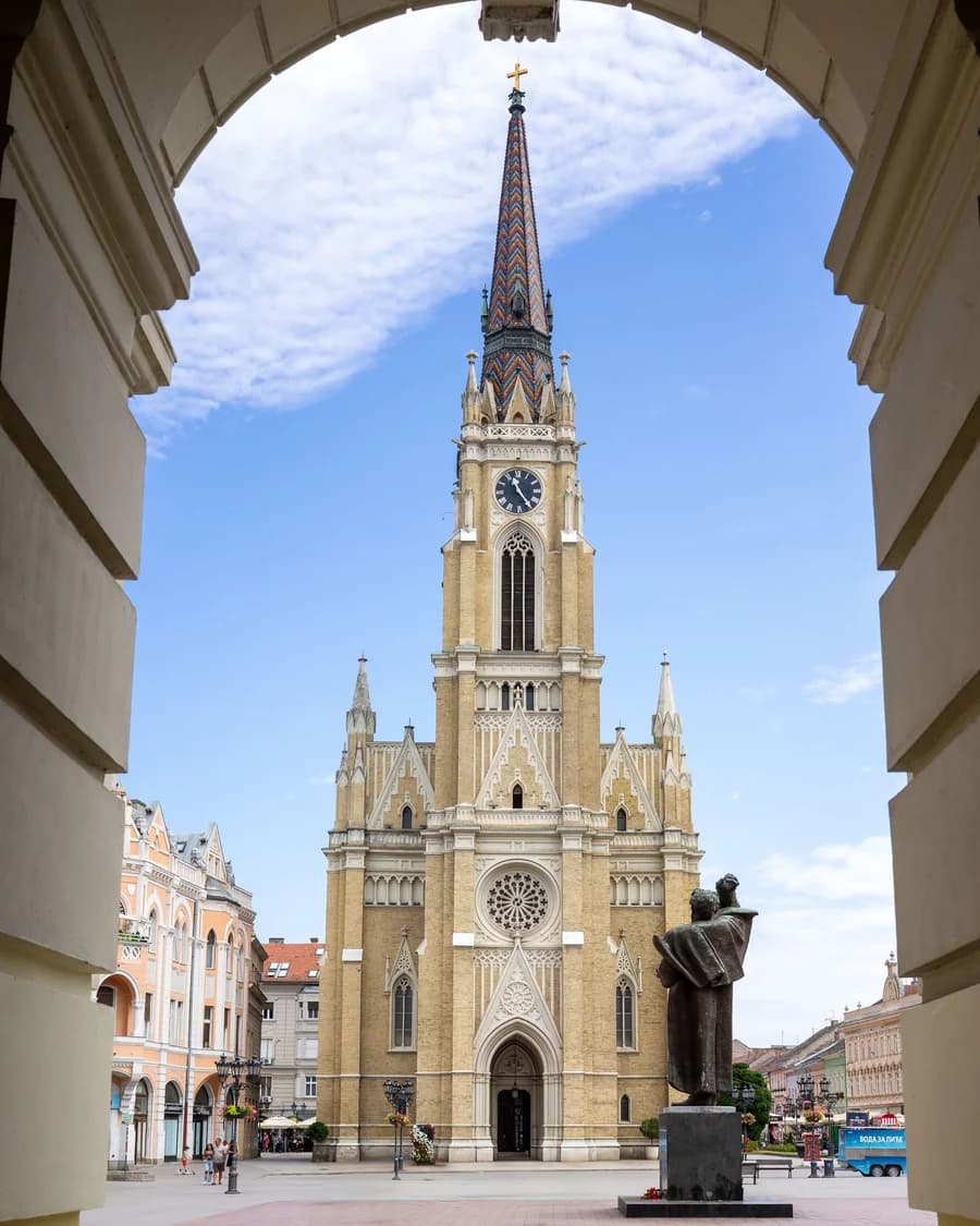 Street in Novi Sad with classic European architecture